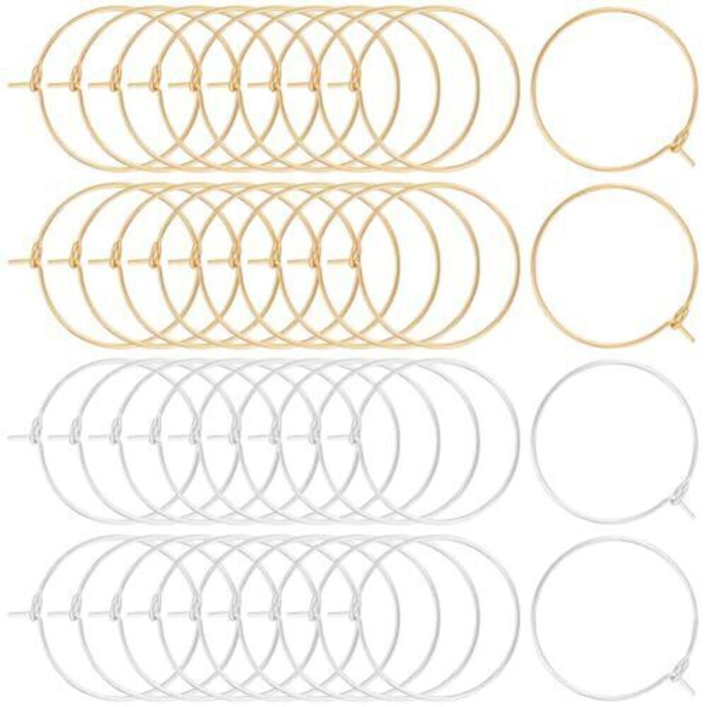 9258 1 Box 100Pcs 2 Colors Earring Findings Hoops 18K Gold Plated 316